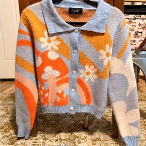 Cider Women's Vibrant Cardigan - Blue, Orange, Cream